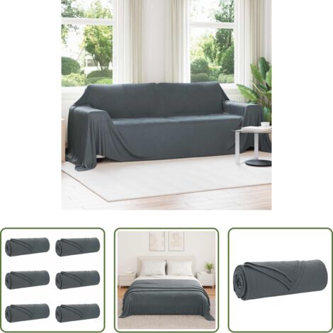 Mantas de lana -  Mantitas de Sofá 6 pcs Gris oscuro 350 x 270 cm Lana