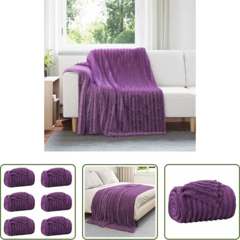 Mantas de lana -  Mantitas de Sofá 6 pcs Morado 200 x 150 cm Lana
