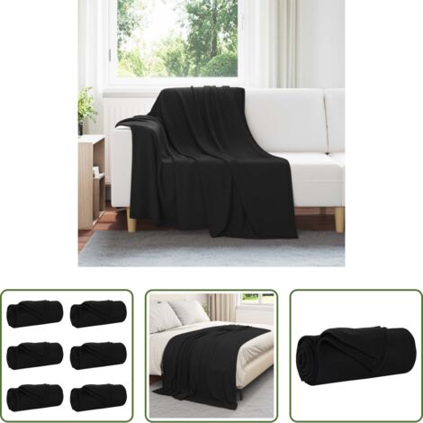 Mantas de lana -  Mantitas de Sofá 6 pcs Negro 200 x 150 cm Lana