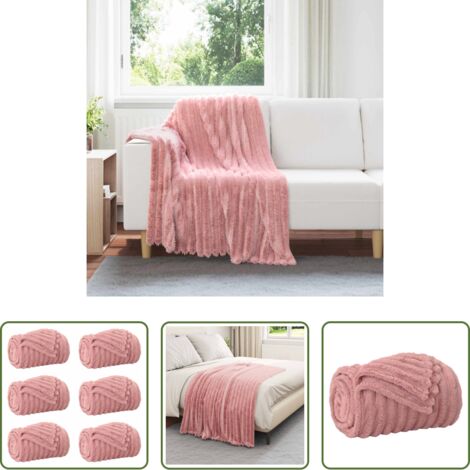 Mantas de lana -  Mantitas de Sofá 6 pcs Rosa 150 x 130 cm Lana