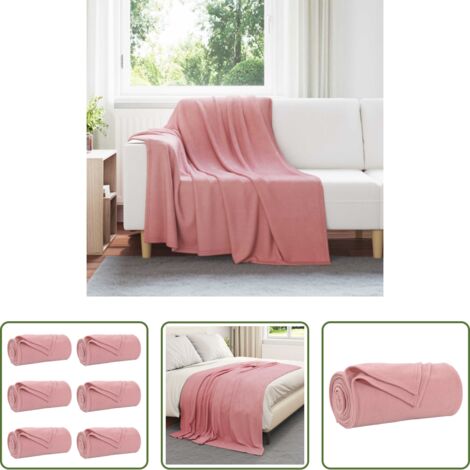Mantas de lana -  Mantitas de Sofá 6 pcs Rosa 200 x 150 cm Lana