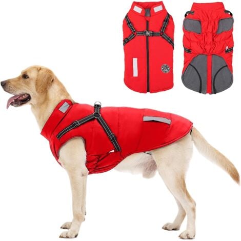JALLERIA Manteau Chien avec Harnais Intégré, Manteaux d'hiver pour Chien Chaud en Polaire Impermeable, Veste Chien Hiver avec Réfléchissante pour Petits, Moyens et Grands Chiens