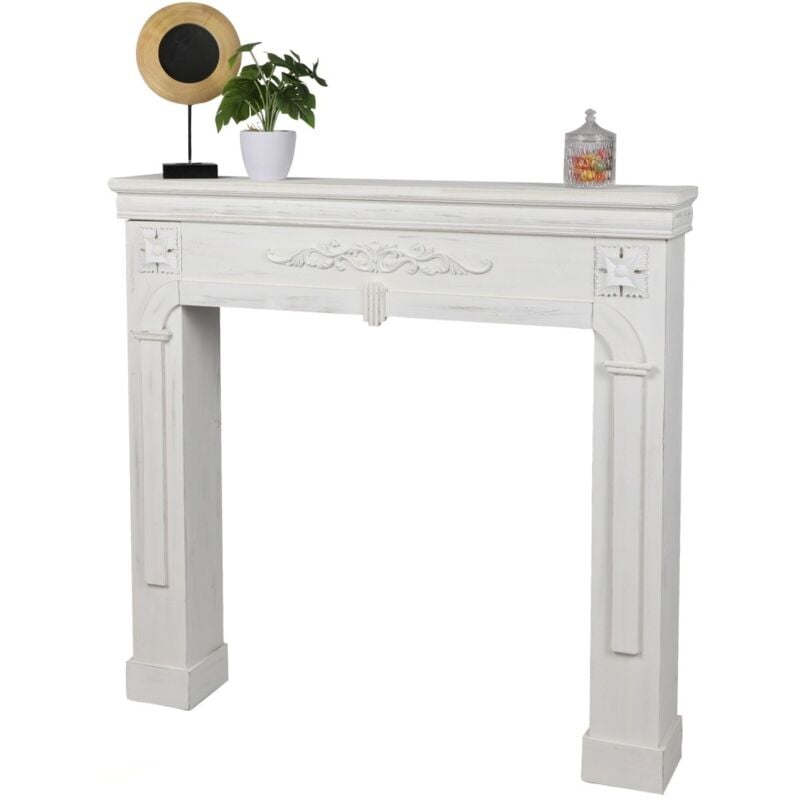 Manteau de cheminée décorative – Coloris blanc, dimensions 107x17xH100 cm