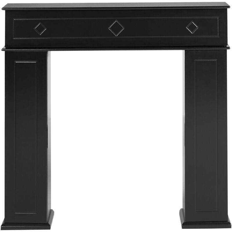 Manteau de Cheminée en mdf avec Rangement Décoration Accessoire de Salon Noir Mispec