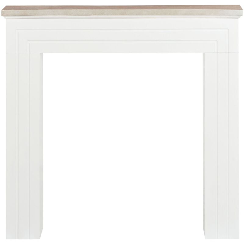 Manteau de Cheminée en mdf Décoration de Salon Blanc et Bois Clair Boallia
