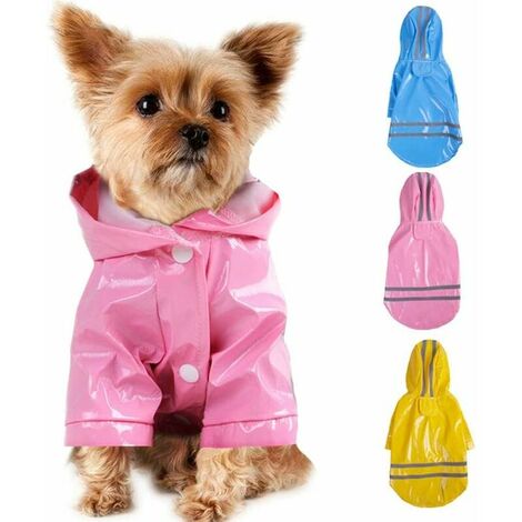 Manteau de pluie extéri pour animaux de compagnie avec capuche imperméable Vestes Imperméable réfléchissant PU (rose)