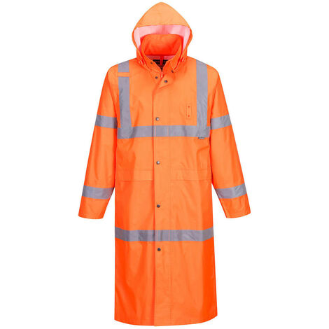 Manteau de pluie HiVis 122cm couleur : Orange taille XL - PORTWEST
