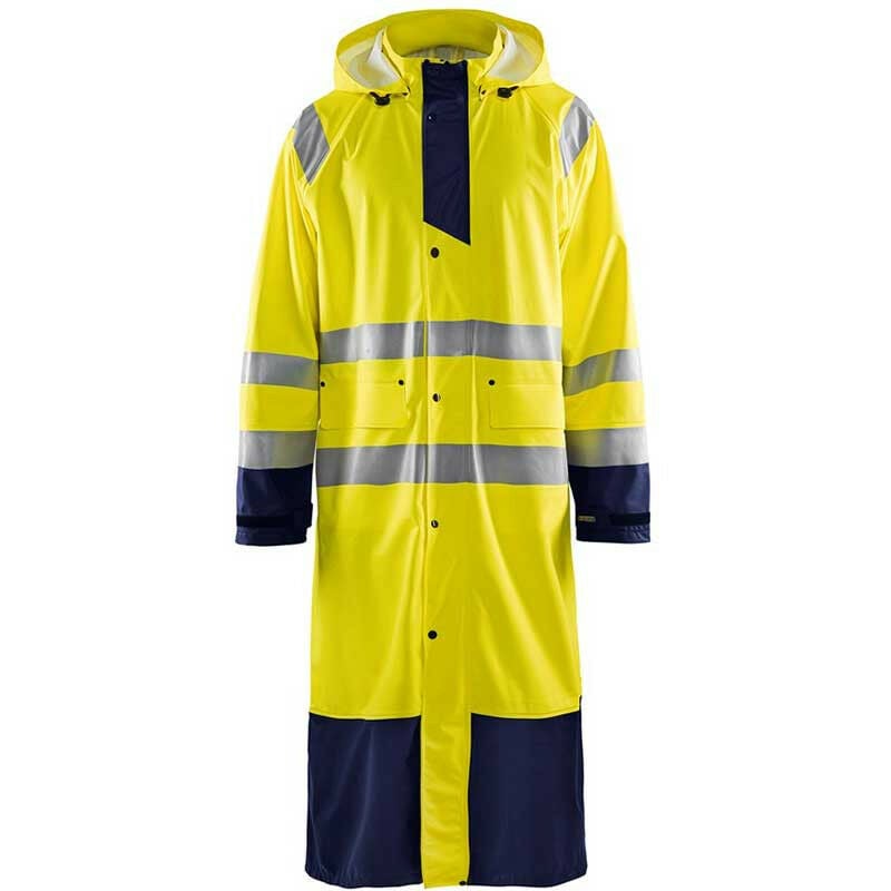 Veste de pluie longue haute visibilité Blaklader 4325 - Jaune / Bleu foncé - s - Jaune / Bleu foncé