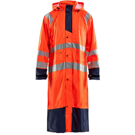 Manteau de pluie imperméable Blaklader Haute Visibilité Classe 3 Orange / Marine XS - Orange / Marine