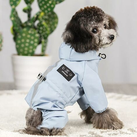 Manteau De Pluie Imperméable Pour Chien Avec Jambes, Bandes Réfléchissantes, Cordon De Serrage Et Capuche Réglables, Veste De Pluie Légère Pour Chiens De Petite Et Moyenne Taille（Bleu）