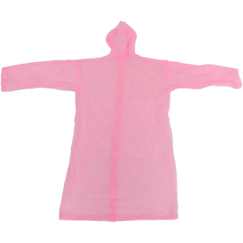 Manteau de pluie portable imperméable avec capuche et manches, réutilisable pour adultes unisexes - Rose