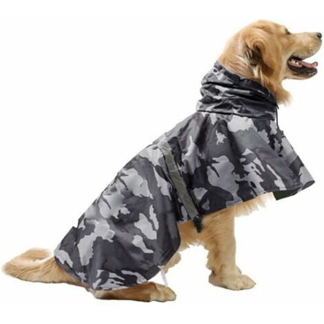 Manteau de pluie pour chien réfléchissant avec capuche - Veste pour chien ultra légère et respirante - Housse de pluie pour chiens de taille moyenne et grande (gris, XL)