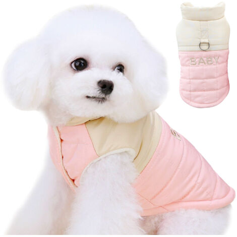 Manteau d'hiver coupe-vent pour chien, veste chaude pour chien, vêtement pour animaux de compagnie par temps froid (rose)