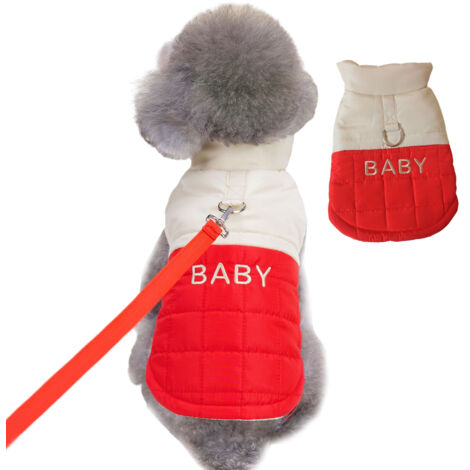 Manteau d'hiver coupe-vent pour chien, veste chaude pour chien, vêtement pour animaux de compagnie par temps froid (rouge)