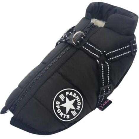 Manteau d'hiver Imperméable avec Harnais pour Chien Veste Costume Chaud Vêtements Chiot Animaux Gilet Réfléchissant Coupe-Vent (Anneau en D Durable),Taille: S