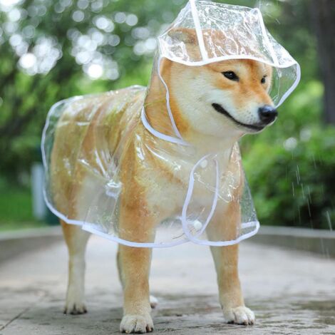 Manteau imperméable pour chien avec capuche en nylon transparent - Pour chiens de petite à moyenne taille (M,Blanc)