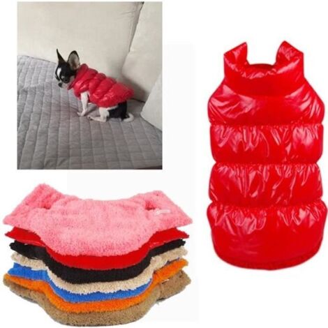 Manteau imperméable pour Chien Veste d\'hiver rembourré matelassé Doudoune pour Chien Pet Chiot vêtements Assortis Rouge: 35-37CM
