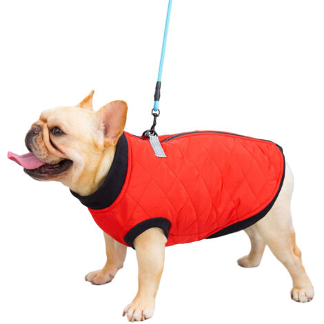 Manteau pour chien et chat avec laisse, couleur ancre, gilet pour chiot, costume de chihuahua, carlin (rouge)