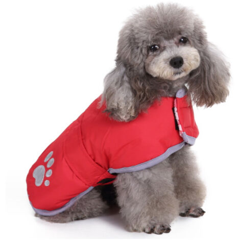 Manteau pour chien par temps froid Loft, veste polaire réversible d'hiver imperméable pour animaux de compagnie (rouge)