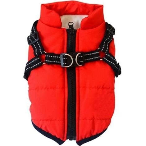 Manteau,Veste pour chien avec harnais plus épais manteau chaud chien vêtements pour petit chien moyen Chihuahua - Type A3-red-S
