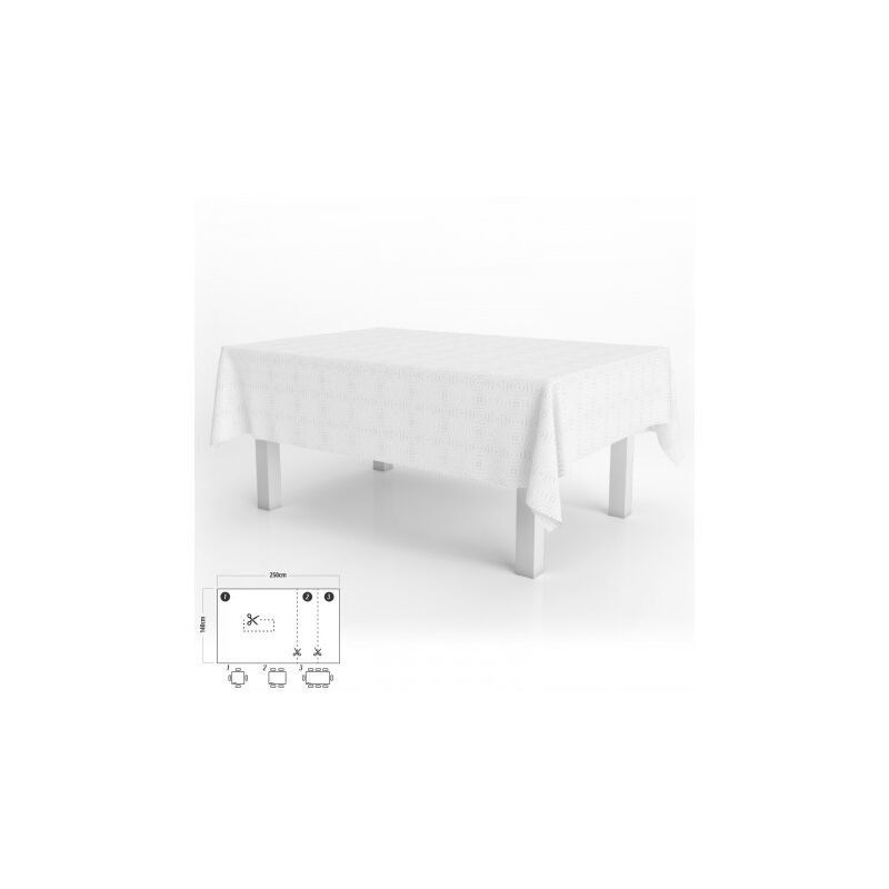 

Mantel hule muleton rectangular blanco impermeable antimanchas pvc 140x250 cm. recortable uso interior y exterior