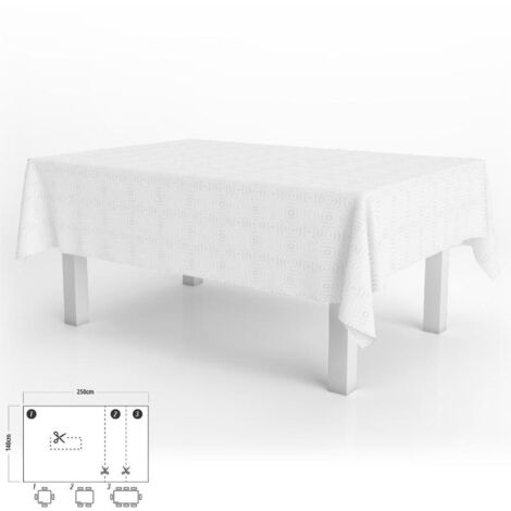 Mantel Antimanchas Hule Muleton Rectangular 140 x 250 cm. Color Blanco
