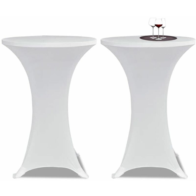 

Mantel cubierta elástica de mesa alta Ø 60 cm Blanco 2 unidades