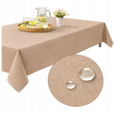Mantel de jardín impermeable de 155x260 cm para mesa, terraza, balcón o pérgola, color beige.