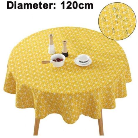 Mantel de lino bordado, mantel de comedor, mantel de cocina rústico, mantel bohemio para mesas redondas, diámetro 120 cm