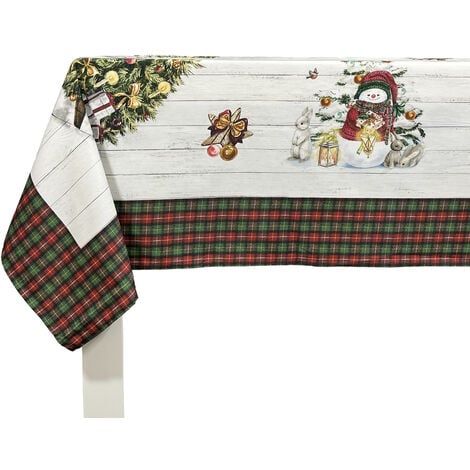 MANTEL DE NAVIDAD HOLLY JOLLY 150x150 cm - BLANCO/VERDE