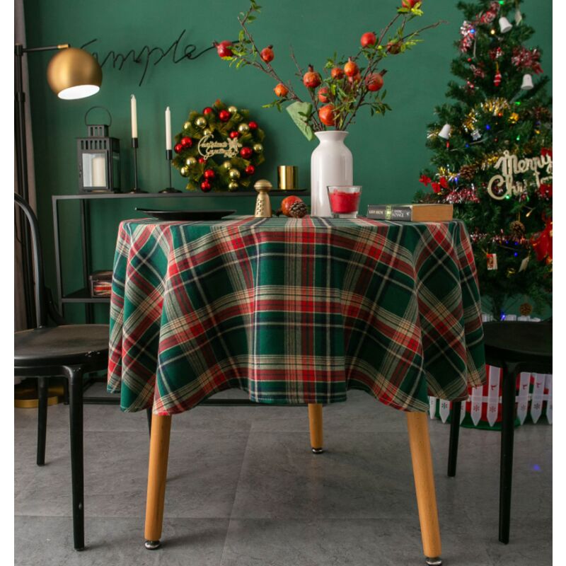 

Mantel de Navidad mesa de comedor de cuadros americanos mesa redonda mantel de mesa de café mantel, 100 CM