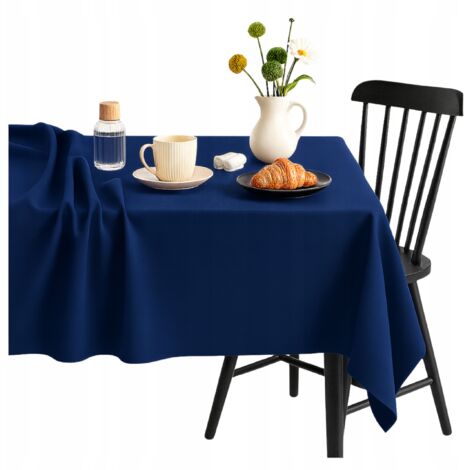 Mantel decorativo rectangular de 145x320 cm, clásico azul marino.