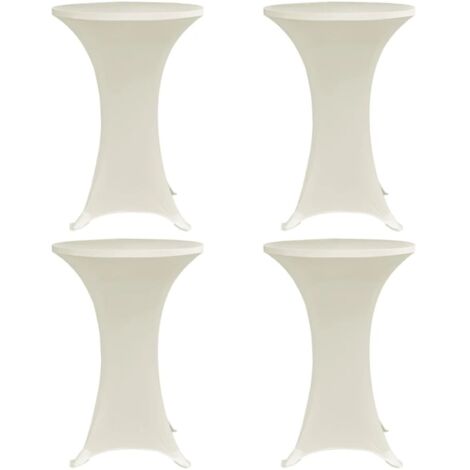 Mantel elástico para mesa alta 4 unidades color crema Ø70 cm