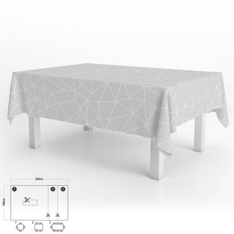 Mantel Hule Rectangular 140 x 250 cm. Geométrico Gris