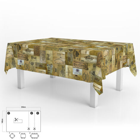 Mantel Hule Rectangular 140 x 250 cm. Tablones Vino