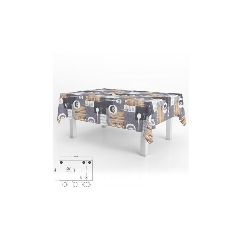 

Mantel hule rectangular cuisin impermeable antimanchas pvc 140 x 250 cm. recortable uso interior y exterior
