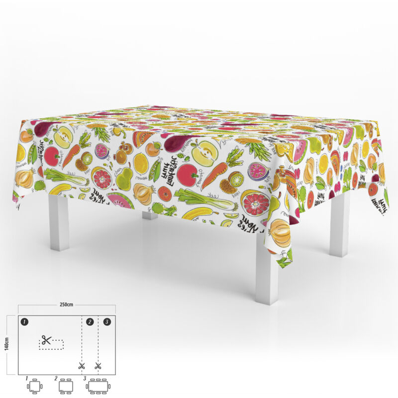 Mantel Hule Rectangular 140 x 250 cm. Frutas Fantasia