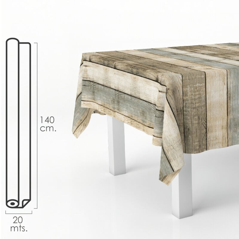 Oryx - Mantel Hule Rollo 140 cm. x 20 metros. Tablones Madera