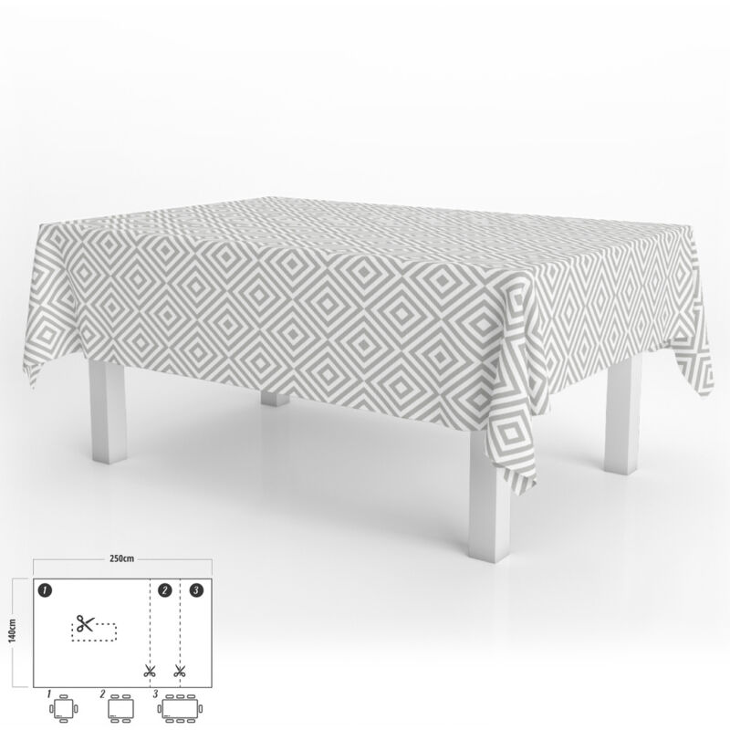 Oryx - Mantel Hule Rectangular 140 x 250 cm. Rombos Grises