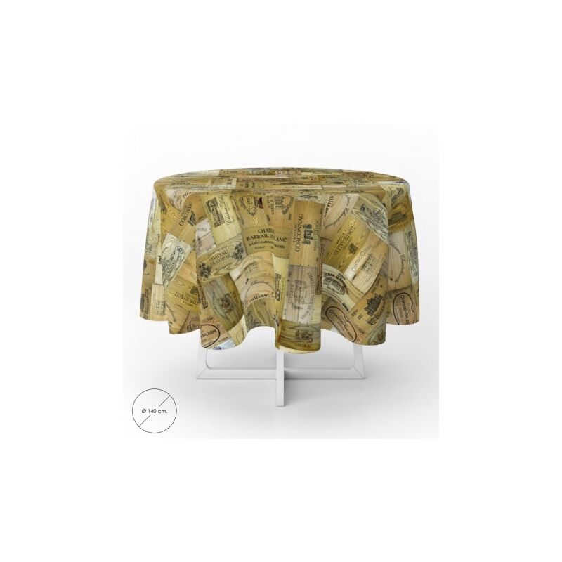 

Mantel hule redondo tablones vino impermeable antimanchas pvc Ø 140 cm. uso interior y exterior