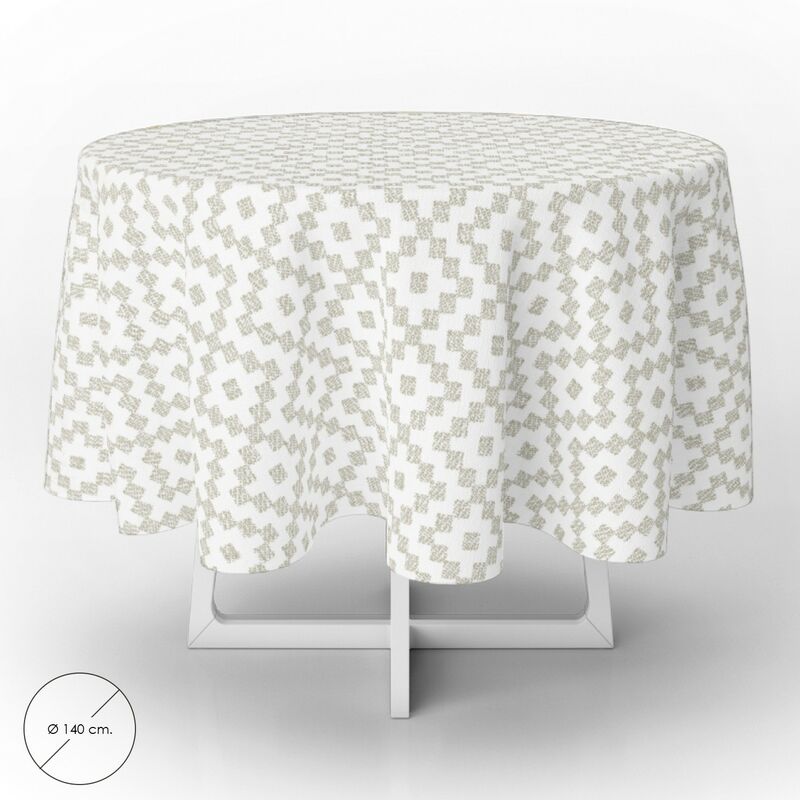 

Mantel hule zigzag impermeable antimanchas pvc Ø 140 cm. uso interior y exterior