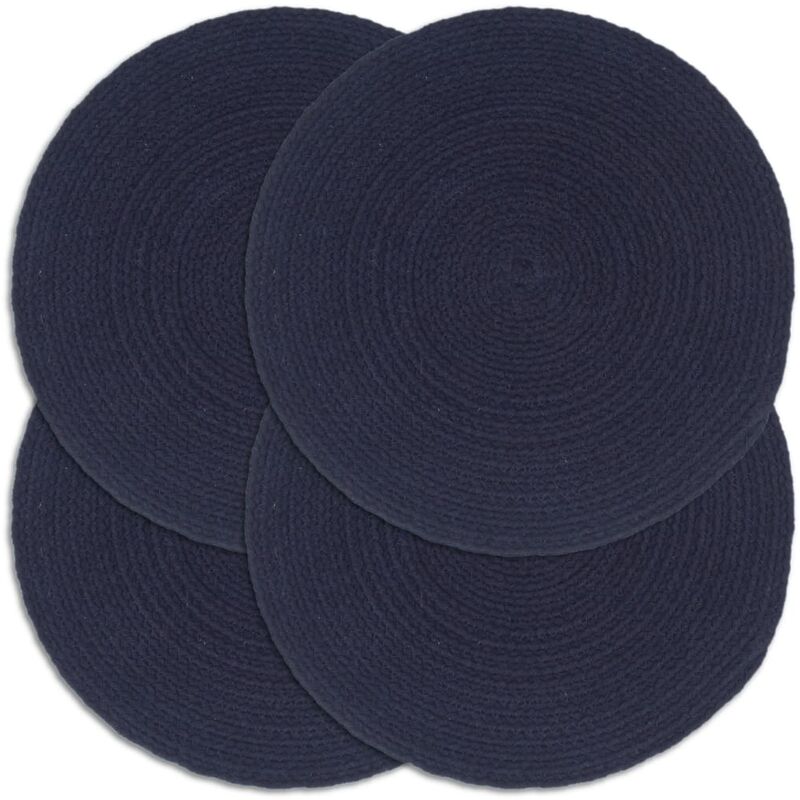 

Mantel individual 4 uds liso redondo algodón azul marino 38 cm