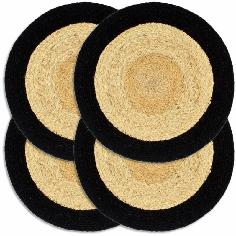

Mantel individual 4 uds yute y algodon natural y negro 38 cm