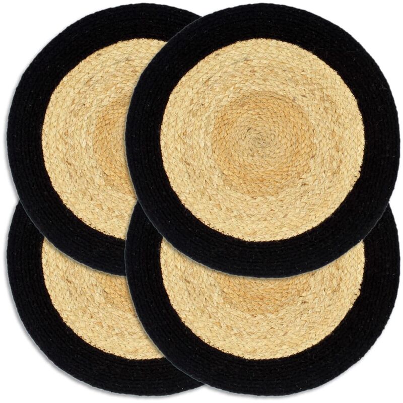 

Mantel individual 4 uds yute y algodón natural y negro 38 cm