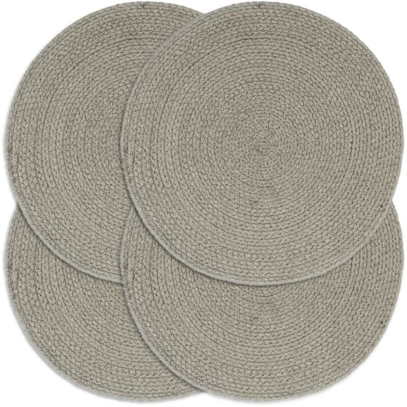 

Mantel individual 4 unidades liso redondo algodón gris 38 cm