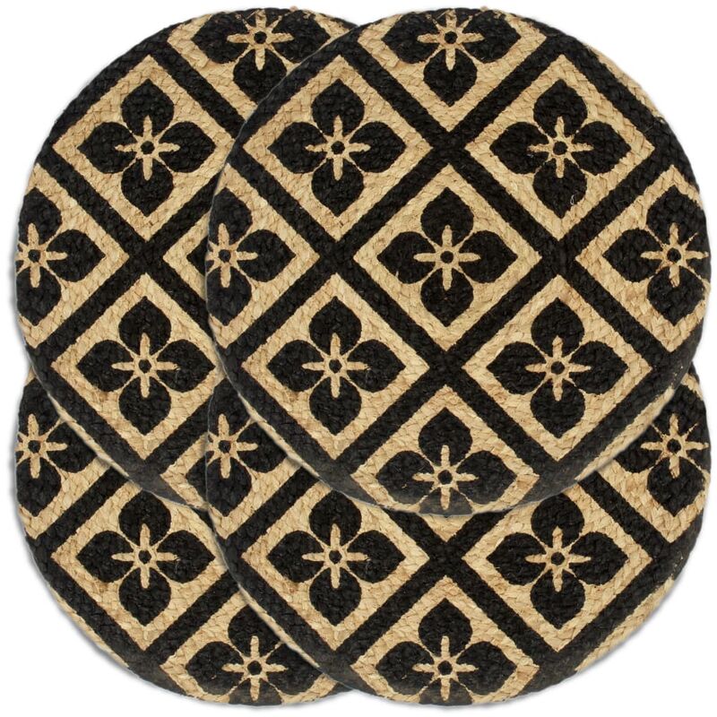 

Mantel individual 4 unidades redondo yute negro 38 cm