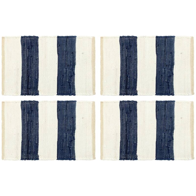 

Manteles Individuales Algodón 30x45 cm 4 Unidades Chindi a Rayas Azul Blanco - Azul - Vidaxl