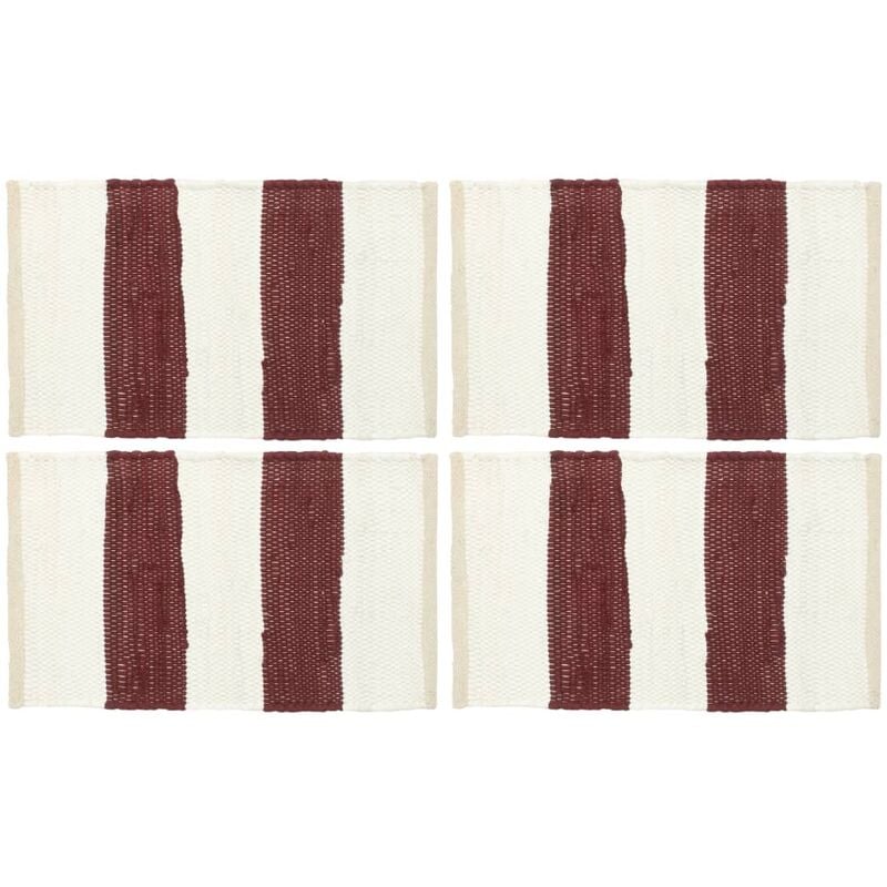 

Manteles Individuales Algodón 30x45 cm 4 Unidades Chindi a Rayas Burdeos y Blanco - Rojo - Vidaxl