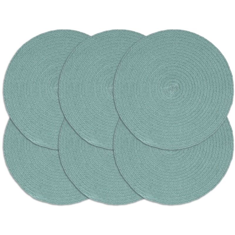

Mantel individual 6 unidades liso redondo algodón verde 38 cm