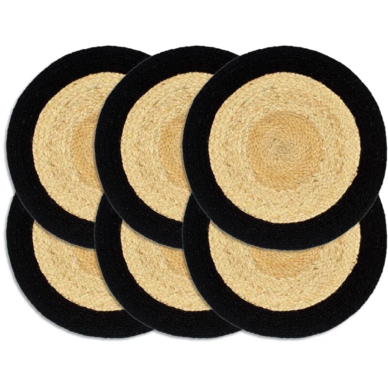 

Mantel Individual 38 cm 6 Unidades Yute y Algodón Natural y Negro - Negro - Vidaxl